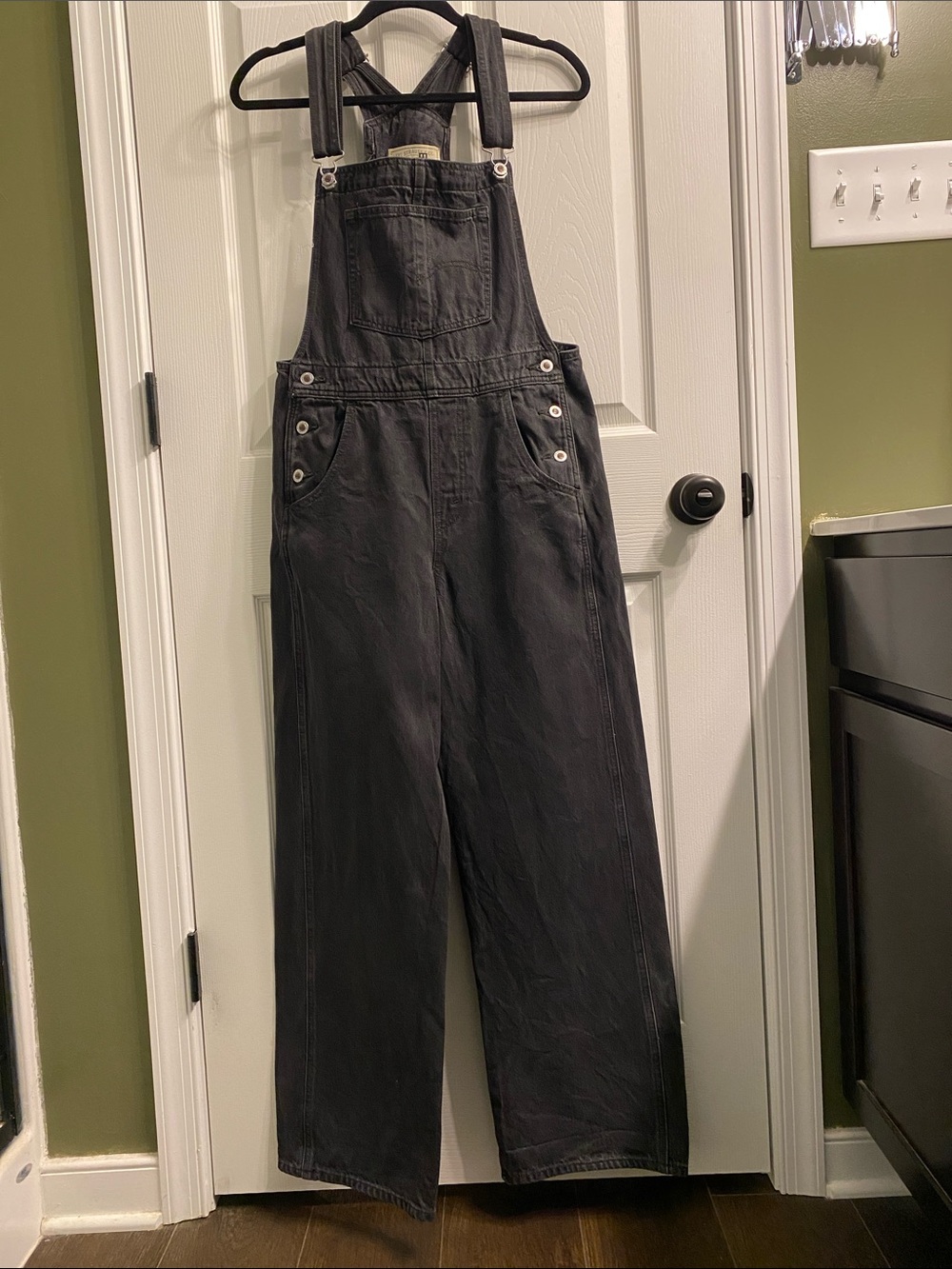 Levi's Black Denim Overalls M